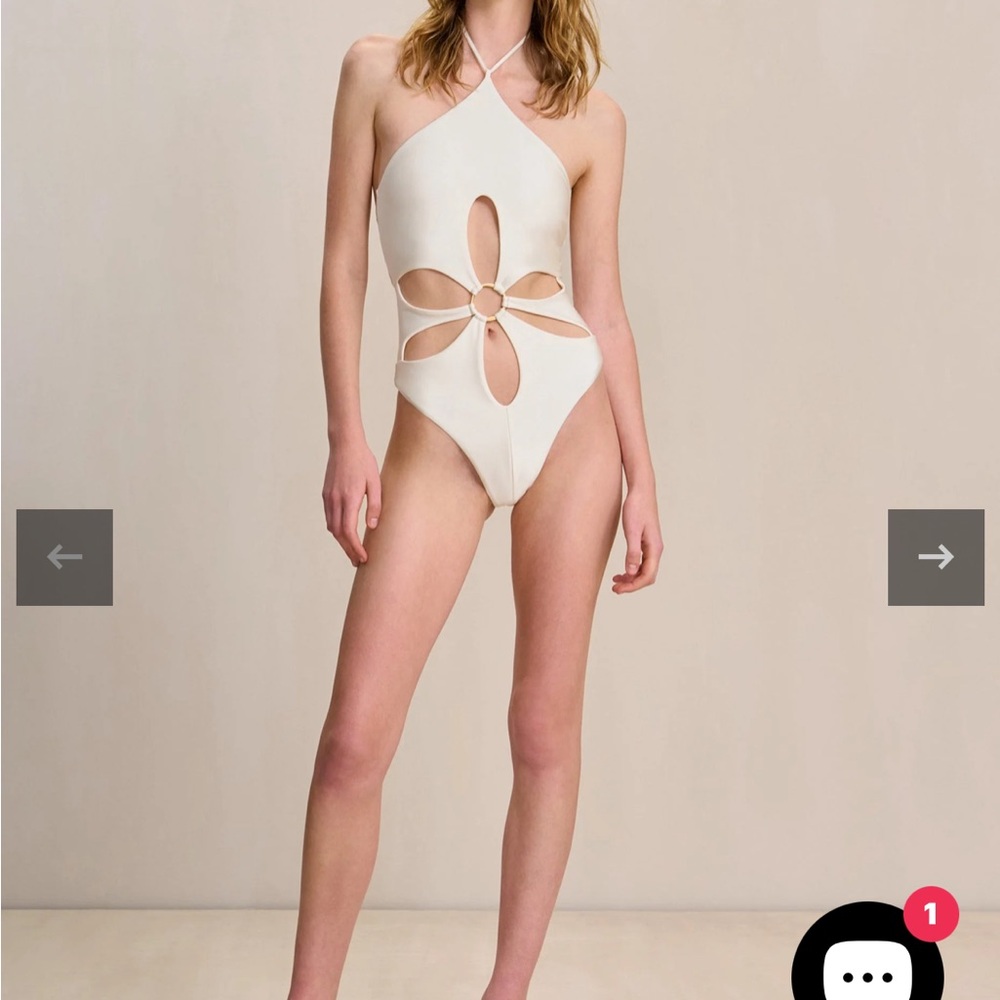 Cult Gaia aster swimsuit Cream Halter Cutout Swimsuit